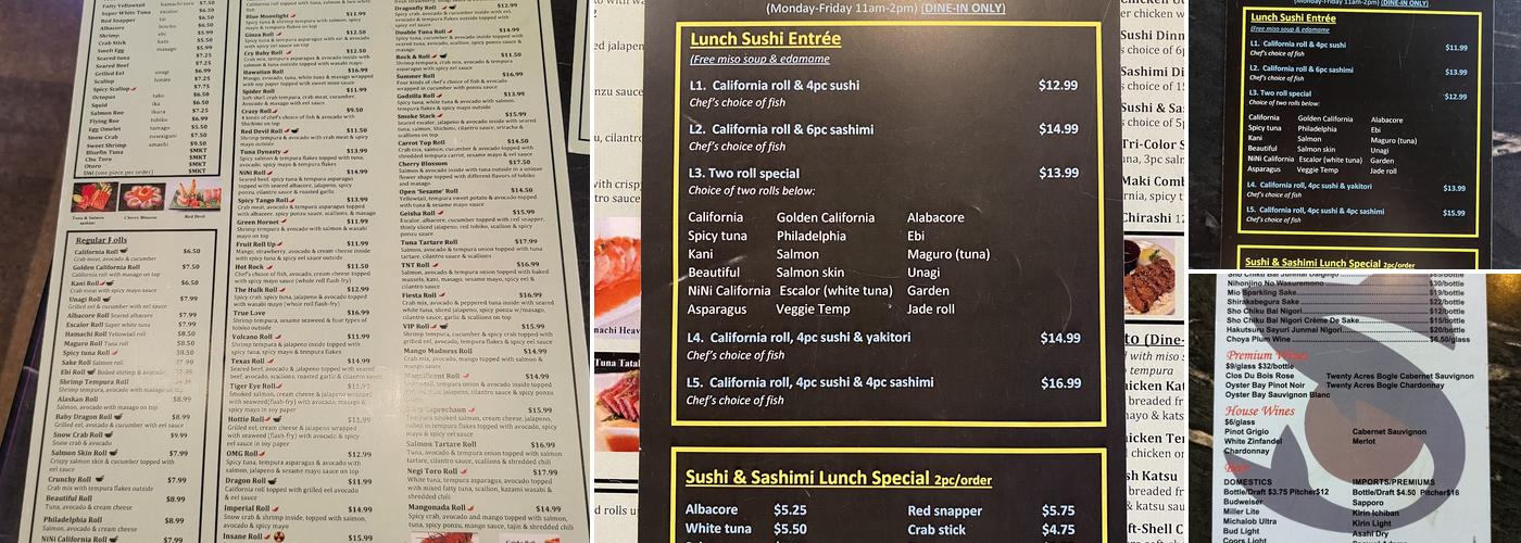 Sushi NiNi Menu