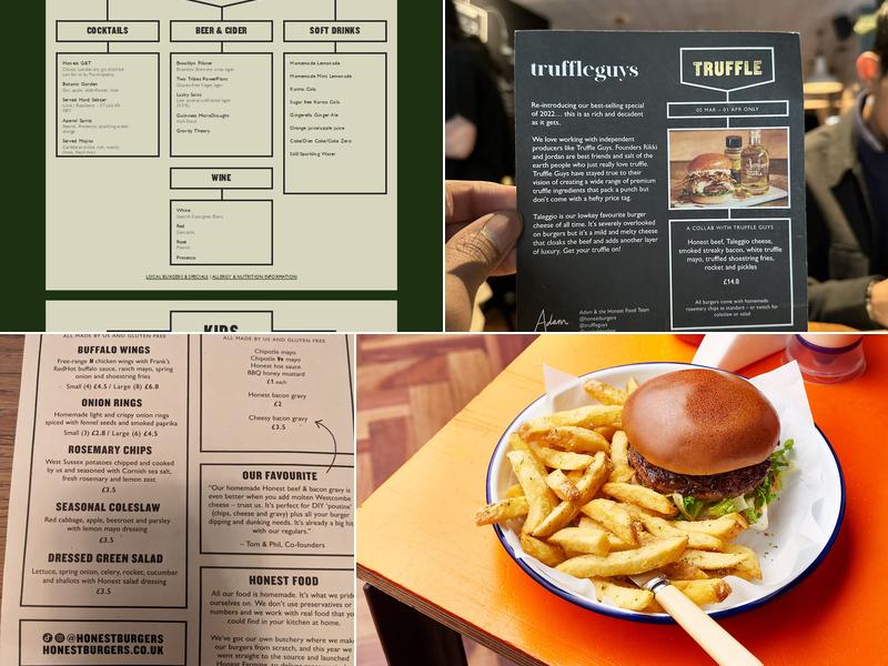 Honest Burgers Holborn Menu