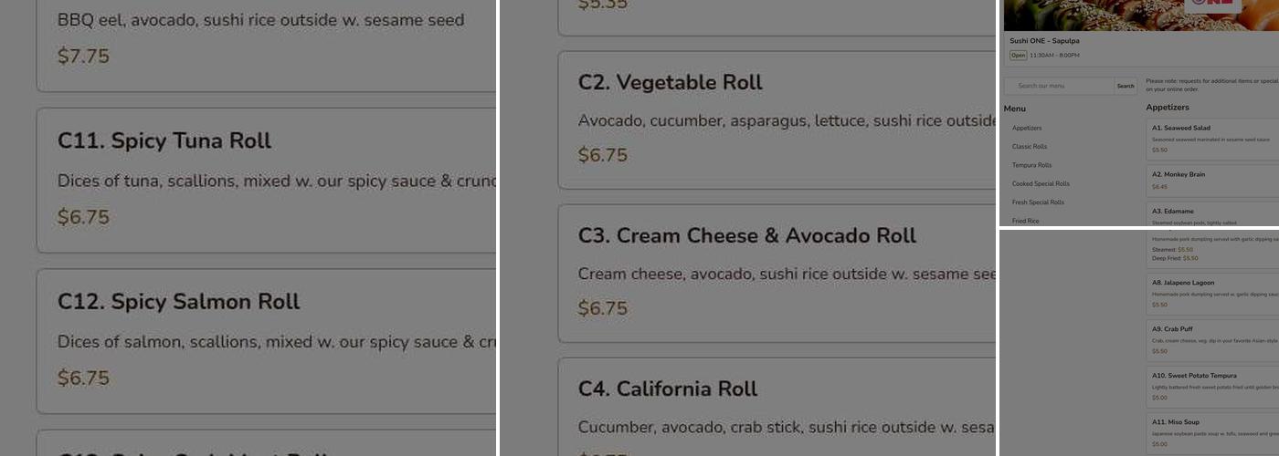 Sushi ONE Menu