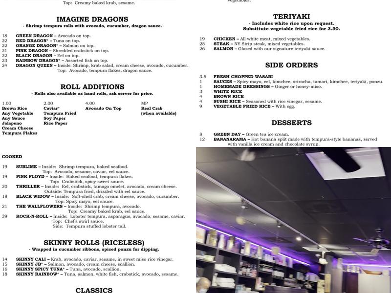 Sushi Rock Las Olas Menu