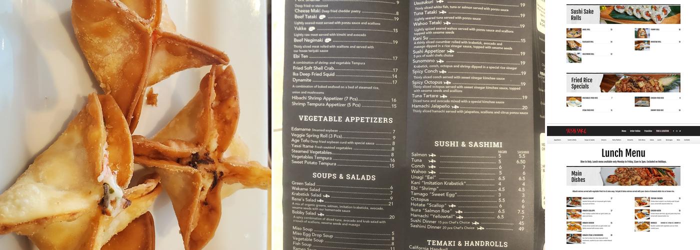 Sushi Sake Sheridan Menu