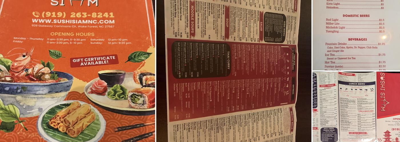 Sushi Siam Menu