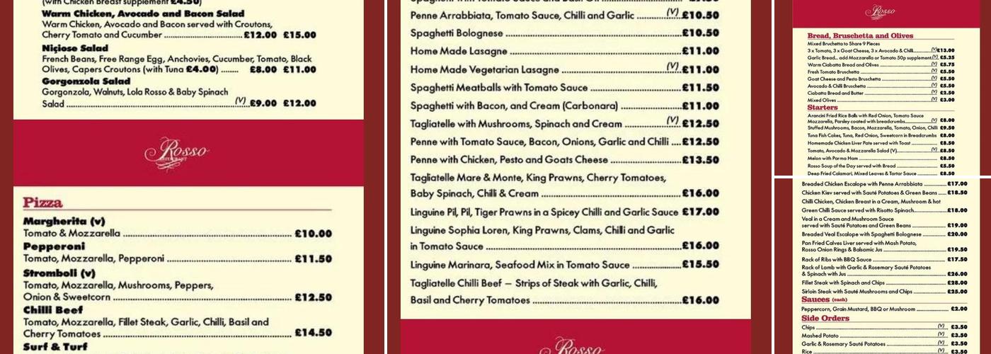 Rosso Restaurant Menu