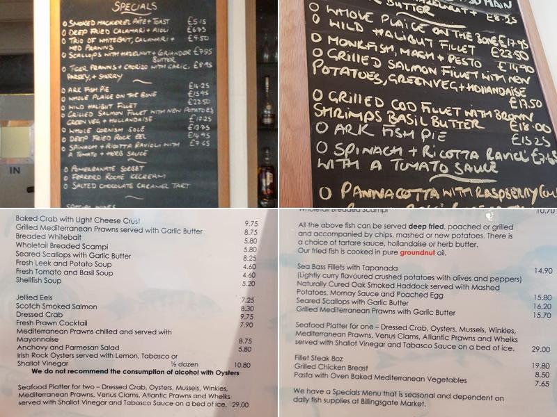 Ark Fish Restaurant Menu