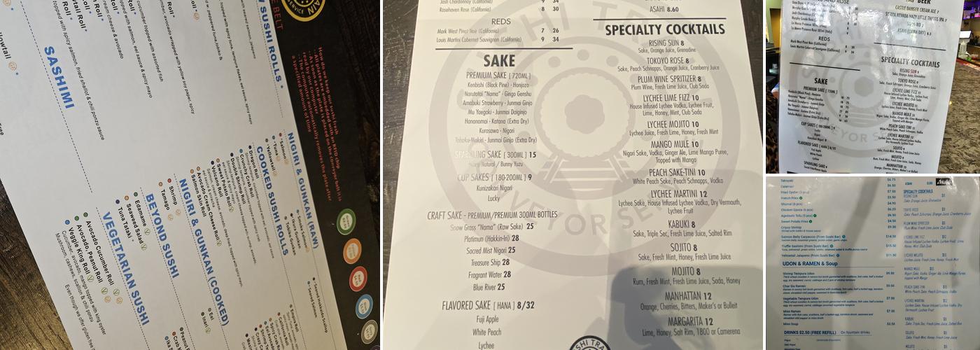 Sushi Train Menu