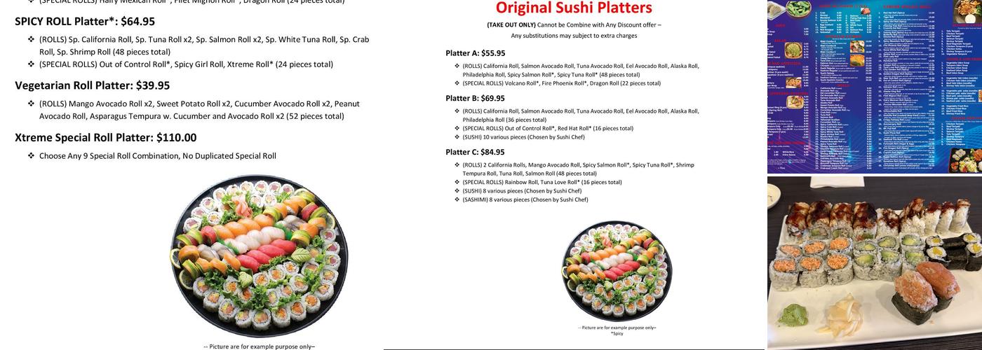 Sushi Xtreme Menu