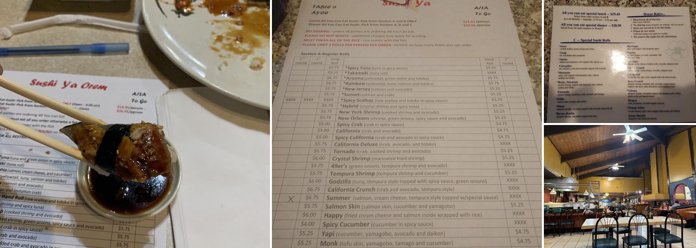 Sushi Ya Menu