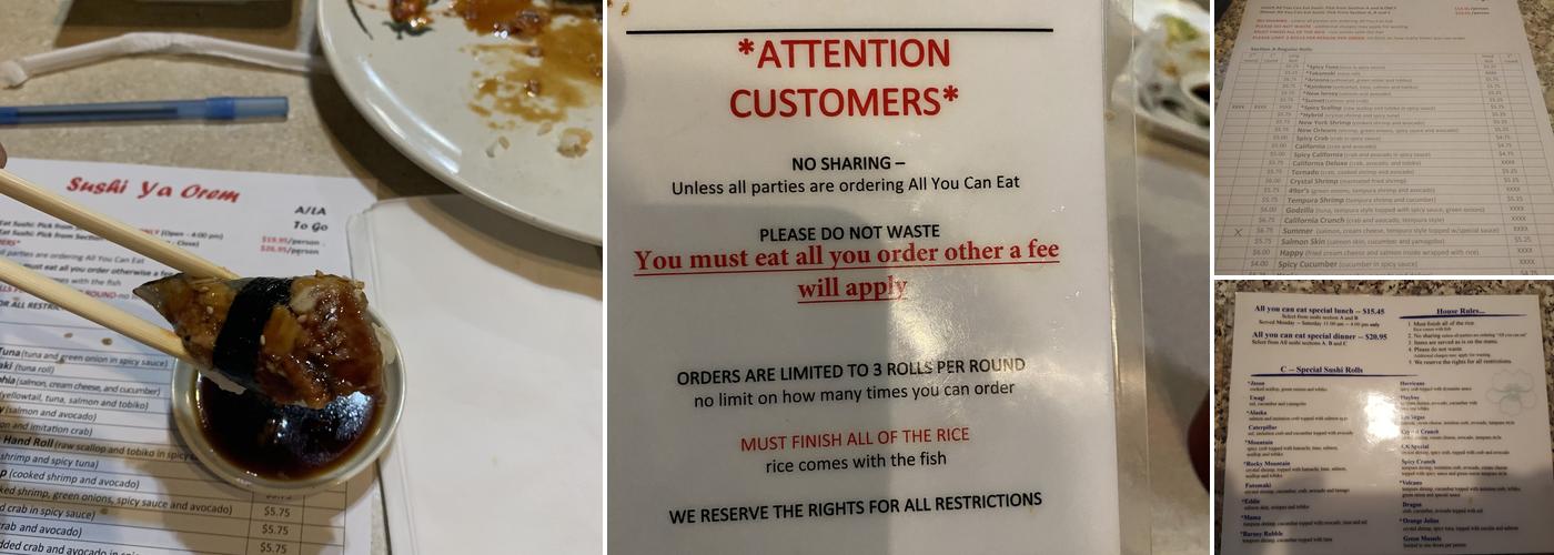 Sushi Ya Menu