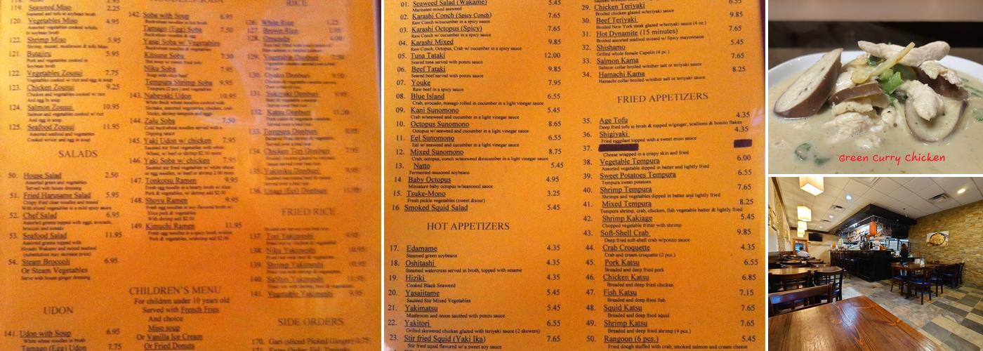 Sushin Japanese Restaurant Menu