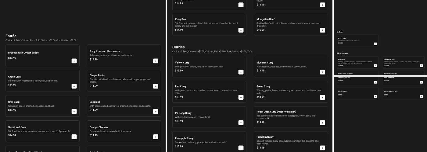 Sutha Thai Kitchen Menu