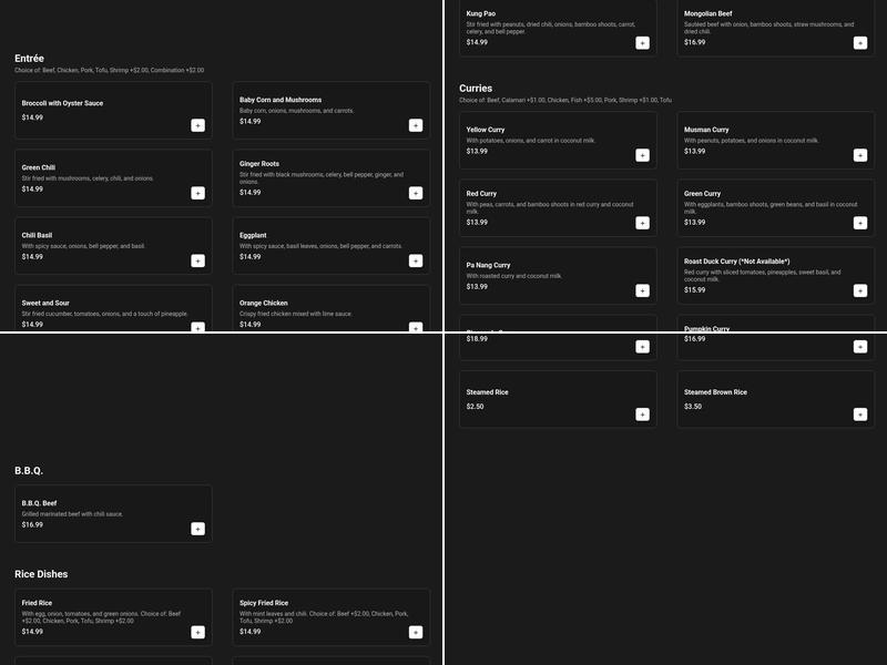 Sutha Thai Kitchen Menu