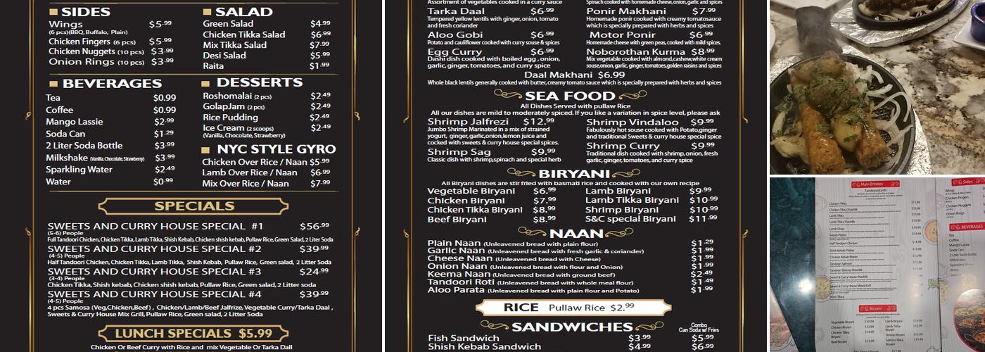 Sweets & Curry House Menu