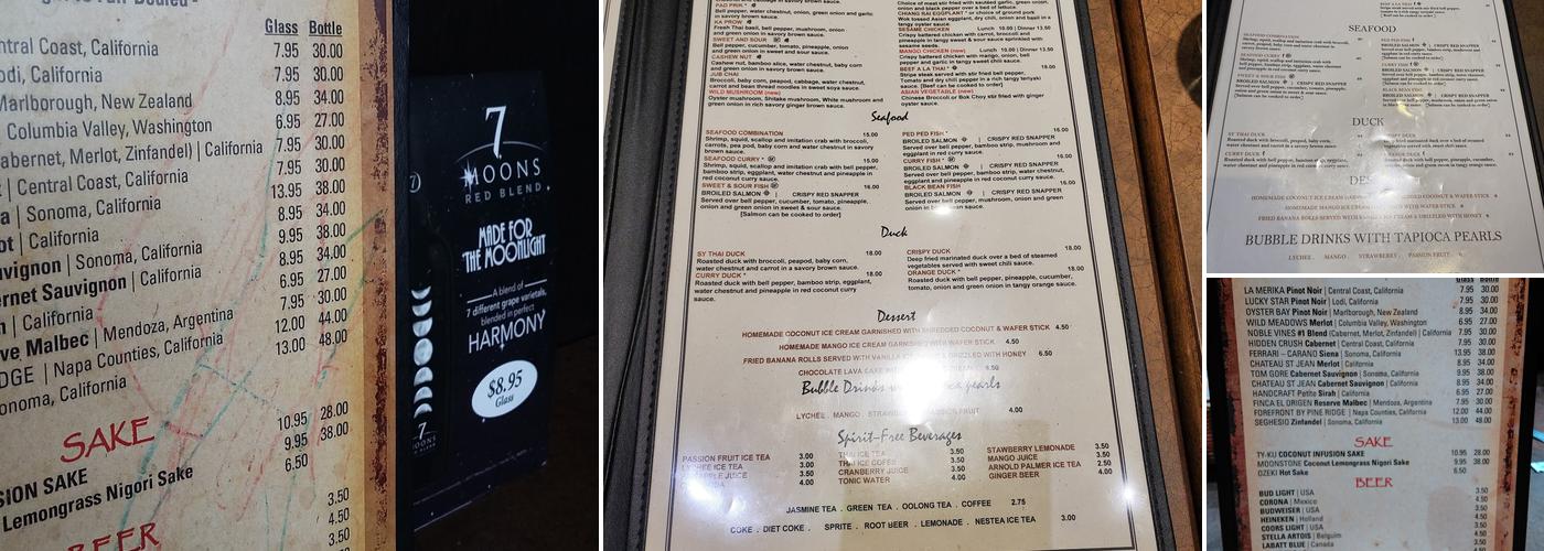 Sy Thai Menu