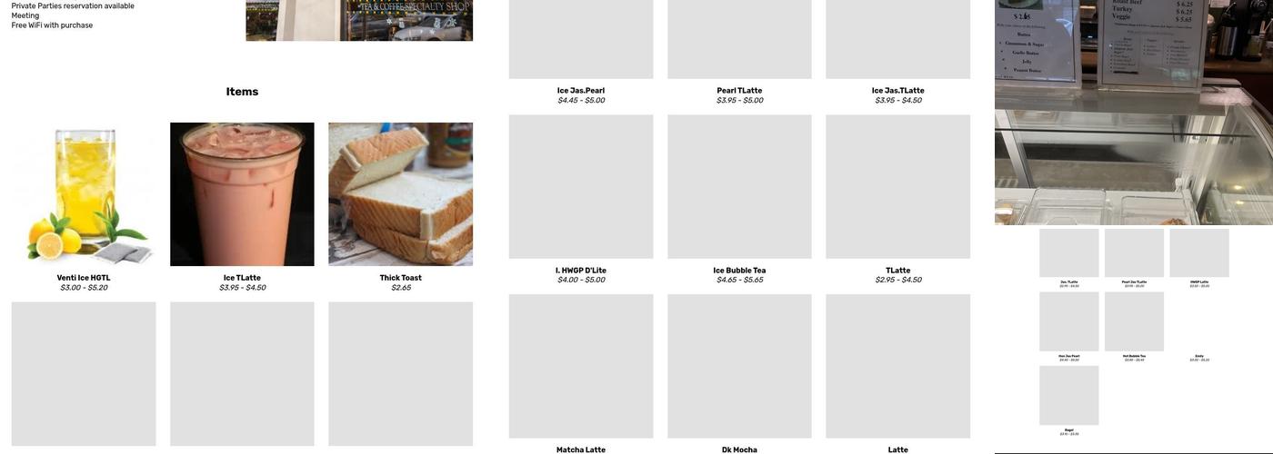 T'Latte Menu