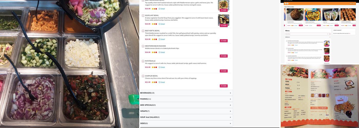 Tabooli Mediterranean Menu
