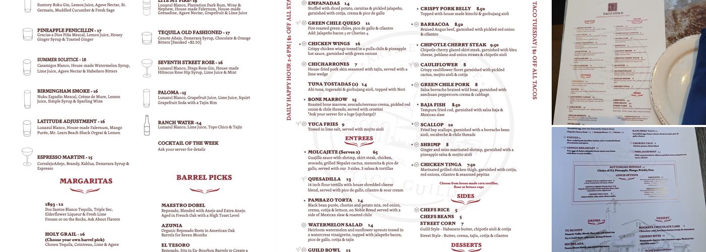Taco Guild Menu
