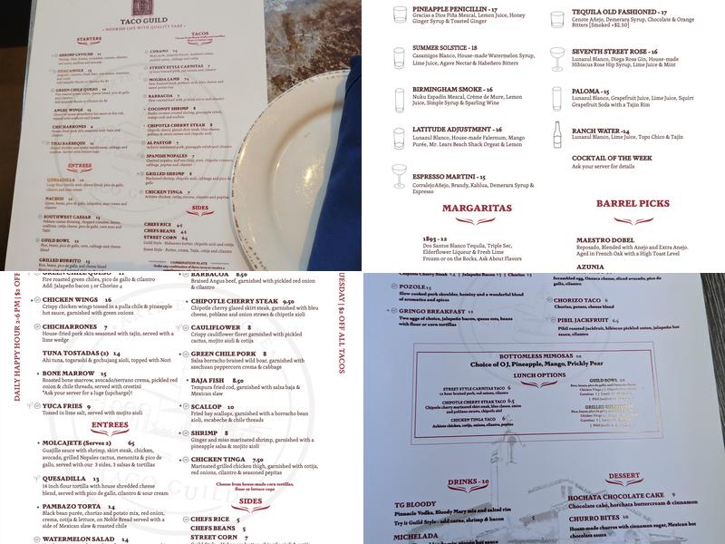 Taco Guild Menu