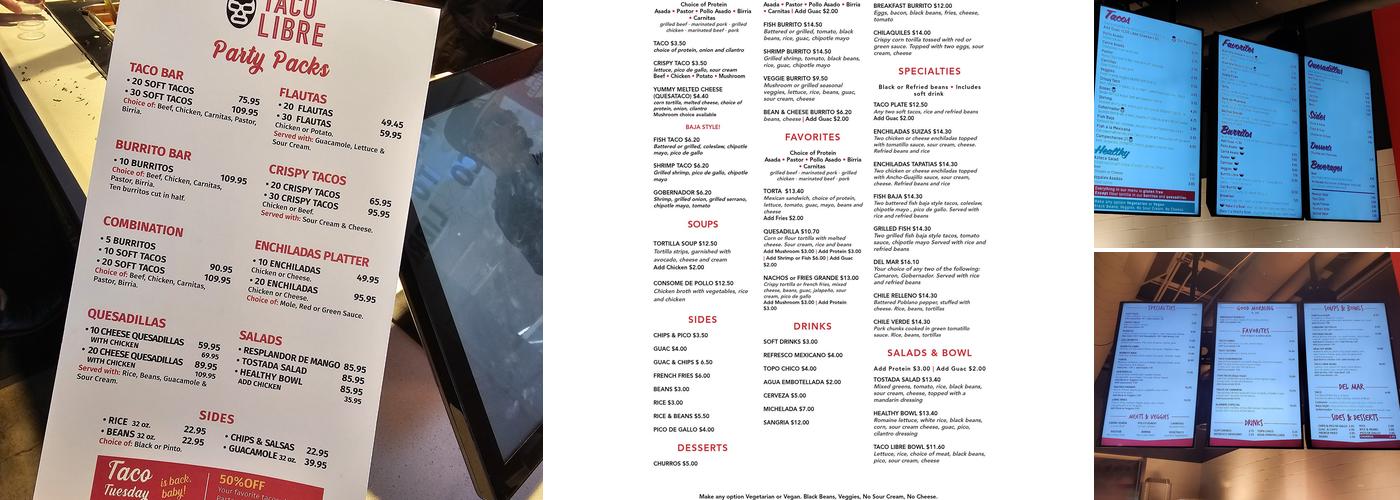Taco Libre Menu