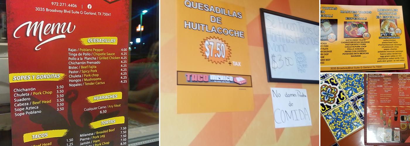 Taco Mexico Menu