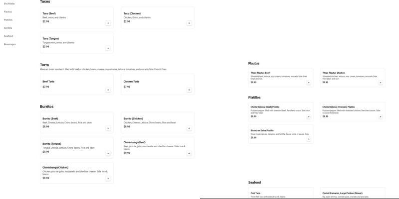 Taco Nuevo Menu