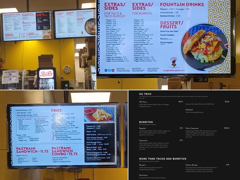 Original Taco Pete -Compton Menu