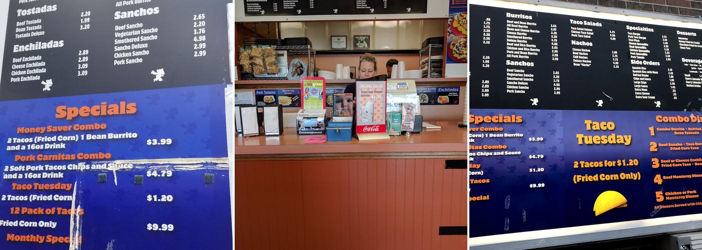 Taco Pronto Menu