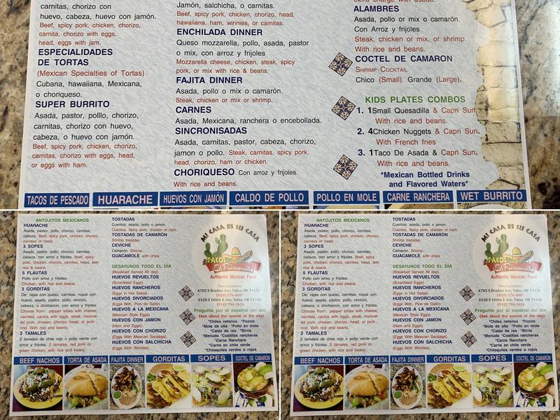 Tacos El Rinconcito Menu
