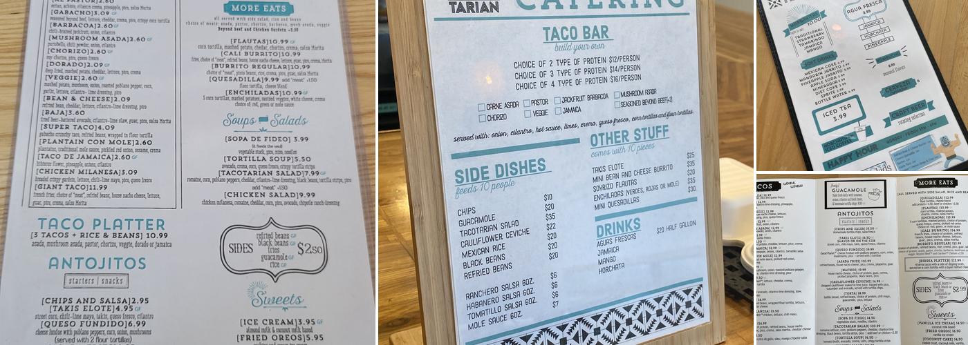 Tacotarian Menu