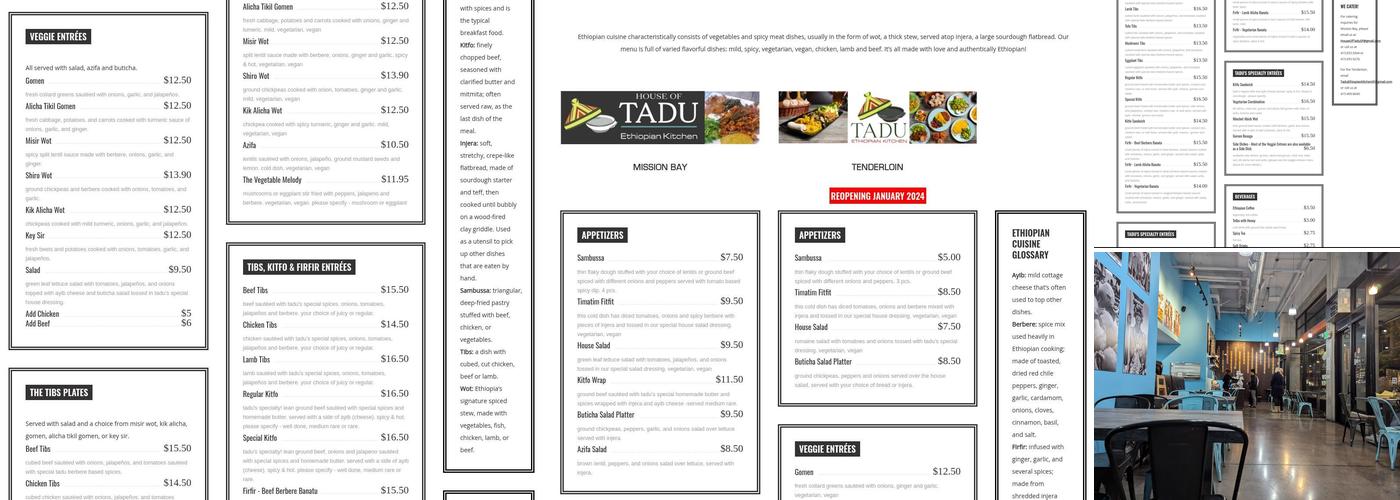 House of Tadu Ethiopian Kitchen Menu