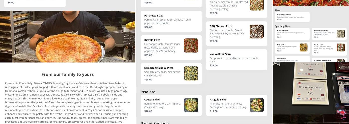 Taglio Pizza Menu