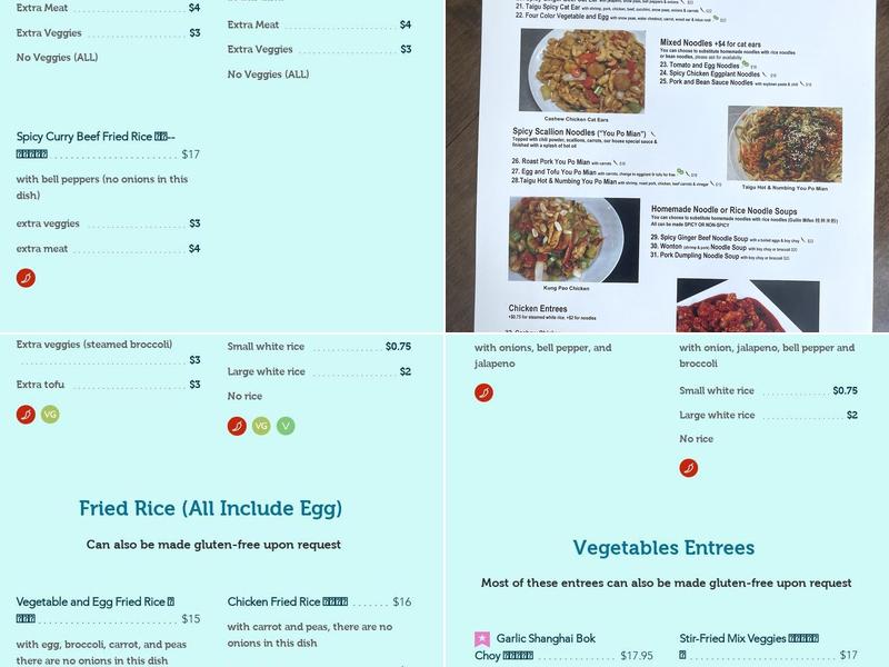 Taigu Menu