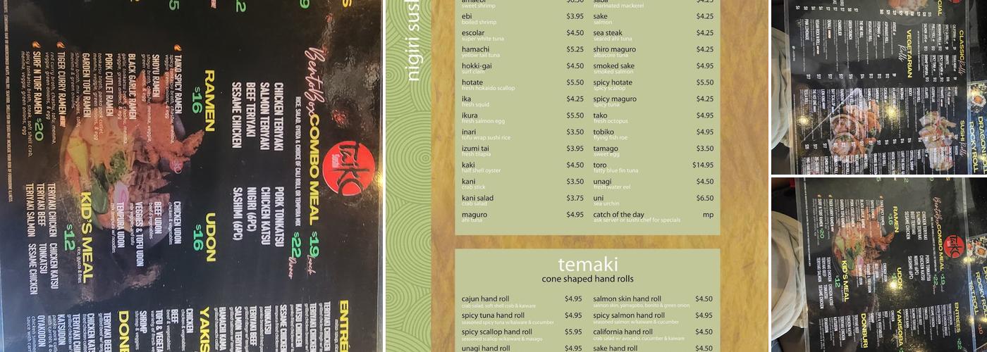 Taiko Sushi Menu