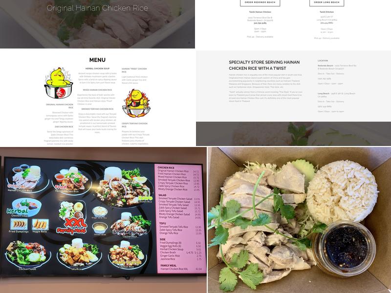 Taishi Hainan Chicken Menu