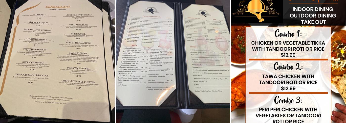 TAJ INDIAN FUSION Menu