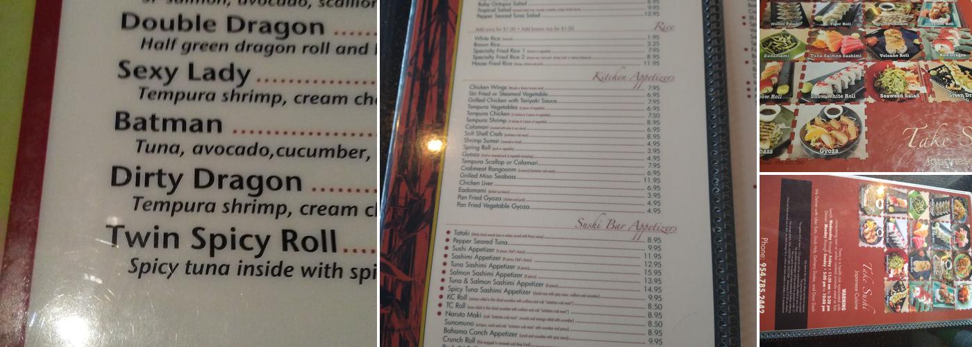 Take Sushi Menu