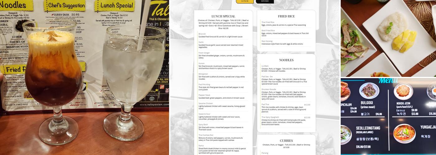 Talay Thai Cuisine Menu