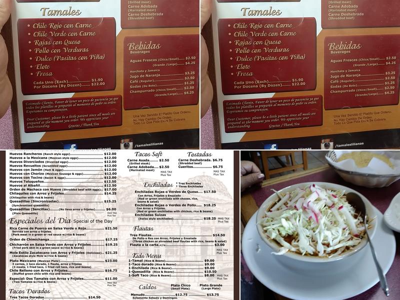 Tamales Liliana’s Menu