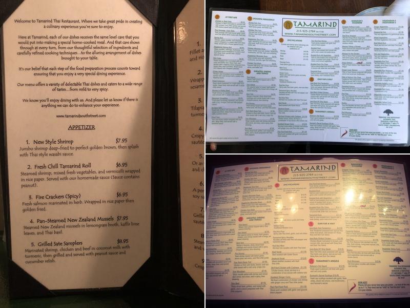 Tamarind Thai Restaurant Menu