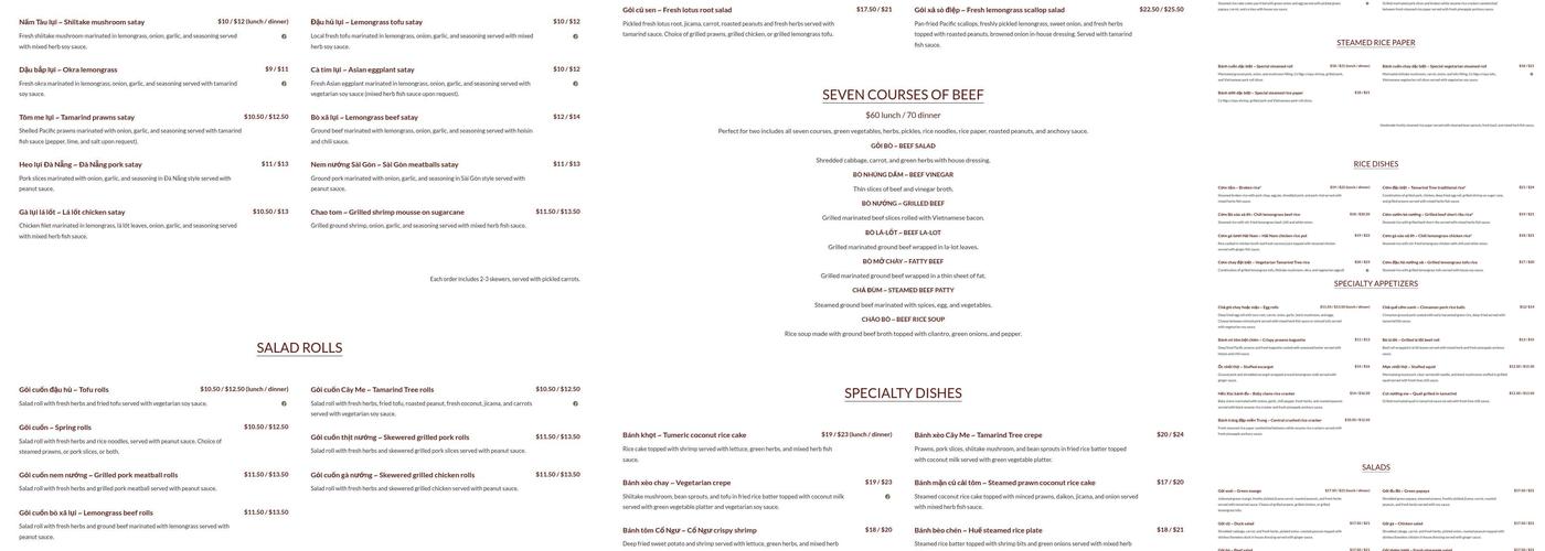 Tamarind Tree Menu
