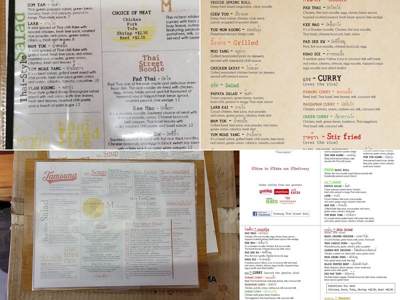 Tamsung Thai Street Eats Menu
