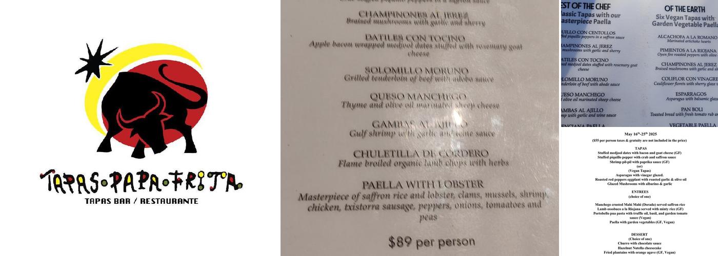 Tapas Papa Frita Menu