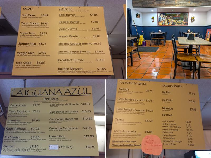 Taqueria La Iguana Azul Menu