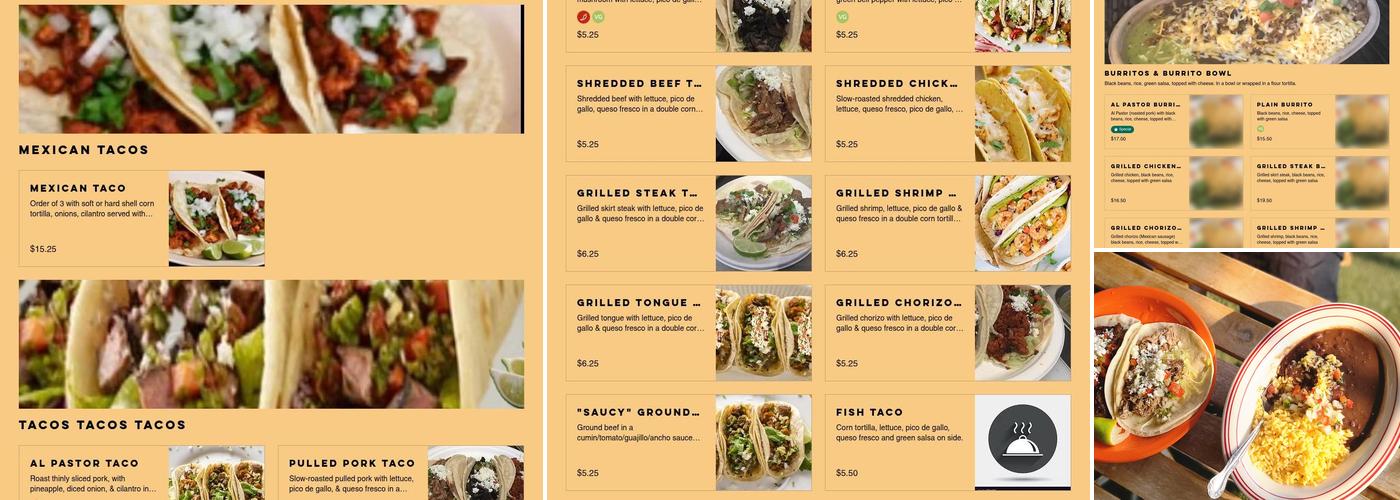 Taqueria Maria and Ricardo Menu