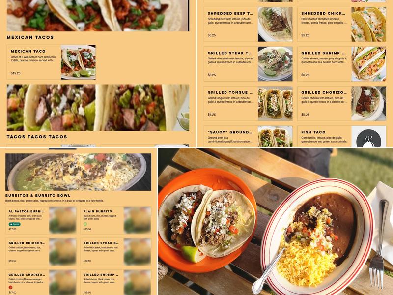 Taqueria Maria and Ricardo Menu