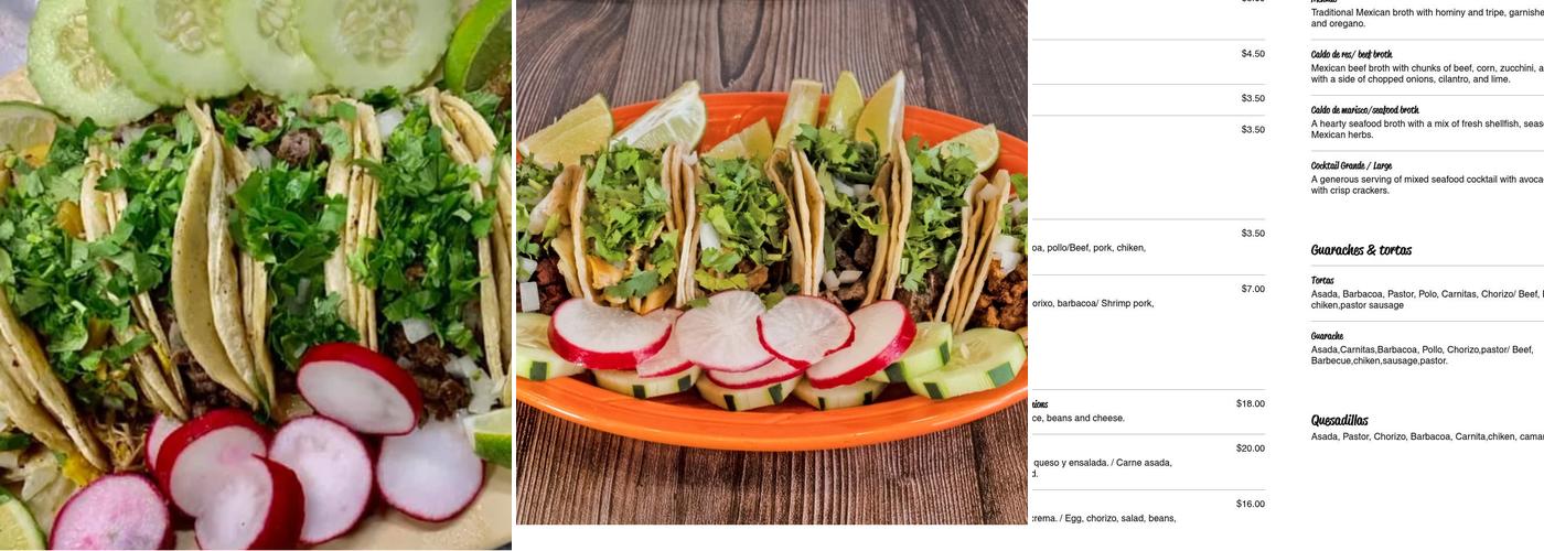 Taqueria Mexicana Menu