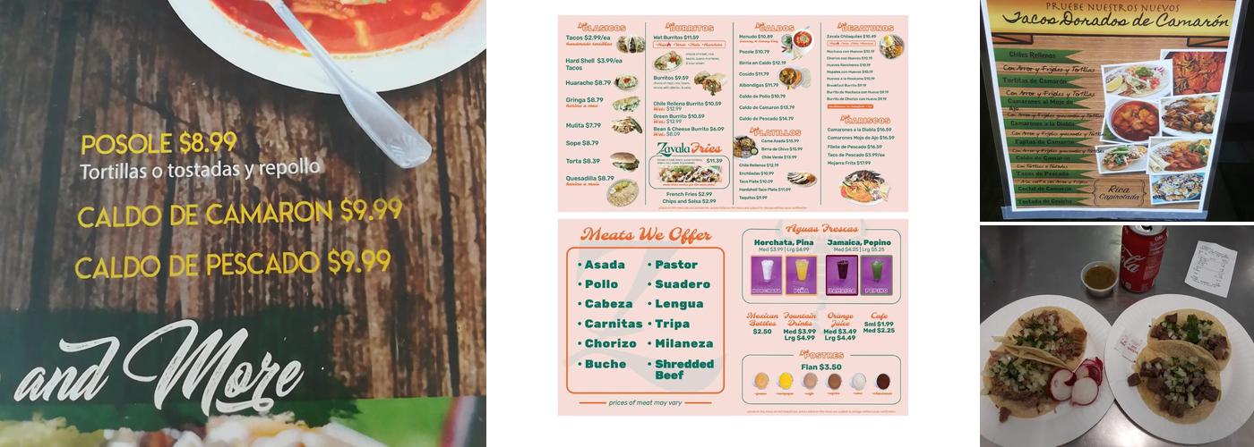 Taqueria Zavala #1 Menu