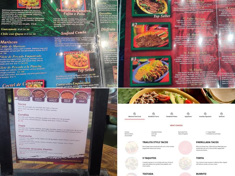 Taquerias Arandas Menu