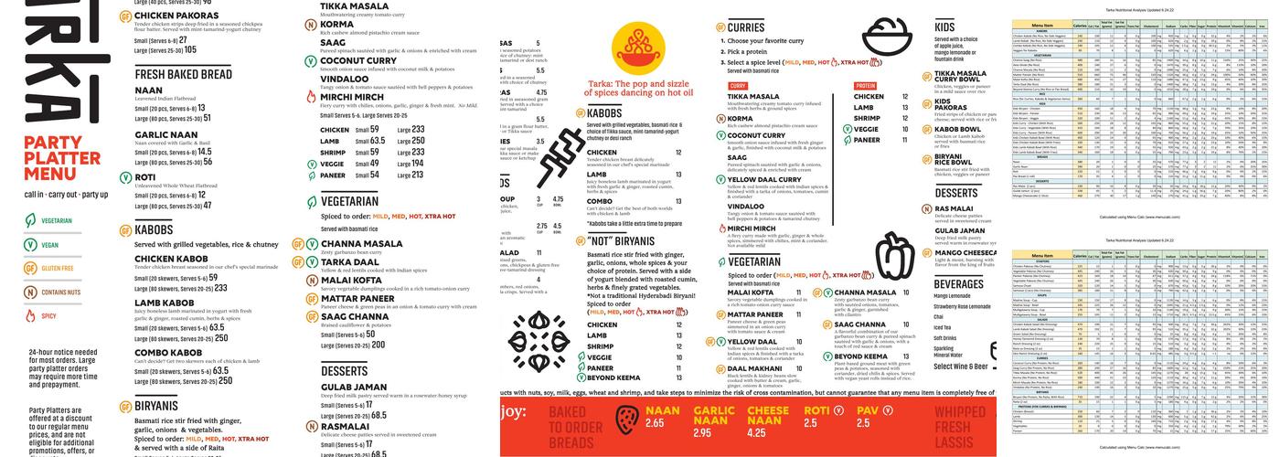 Tarka Indian Kitchen Menu