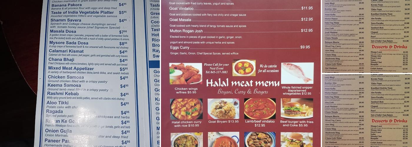 New Taste of India Menu
