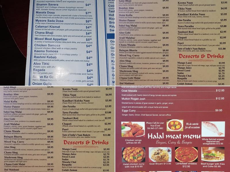 New Taste of India Menu